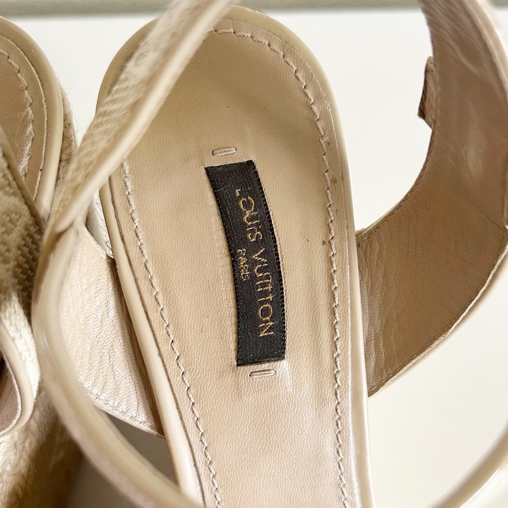 Louis Vuitton Beige Monogram Canvas Espadrille Ankle Strap Wedges Size EU 40 - Picture 15 of 16